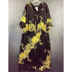 Dress-U II Sharon Maxi Dress and Cardigan Womens Size 22 Black Gold Goth Cottage